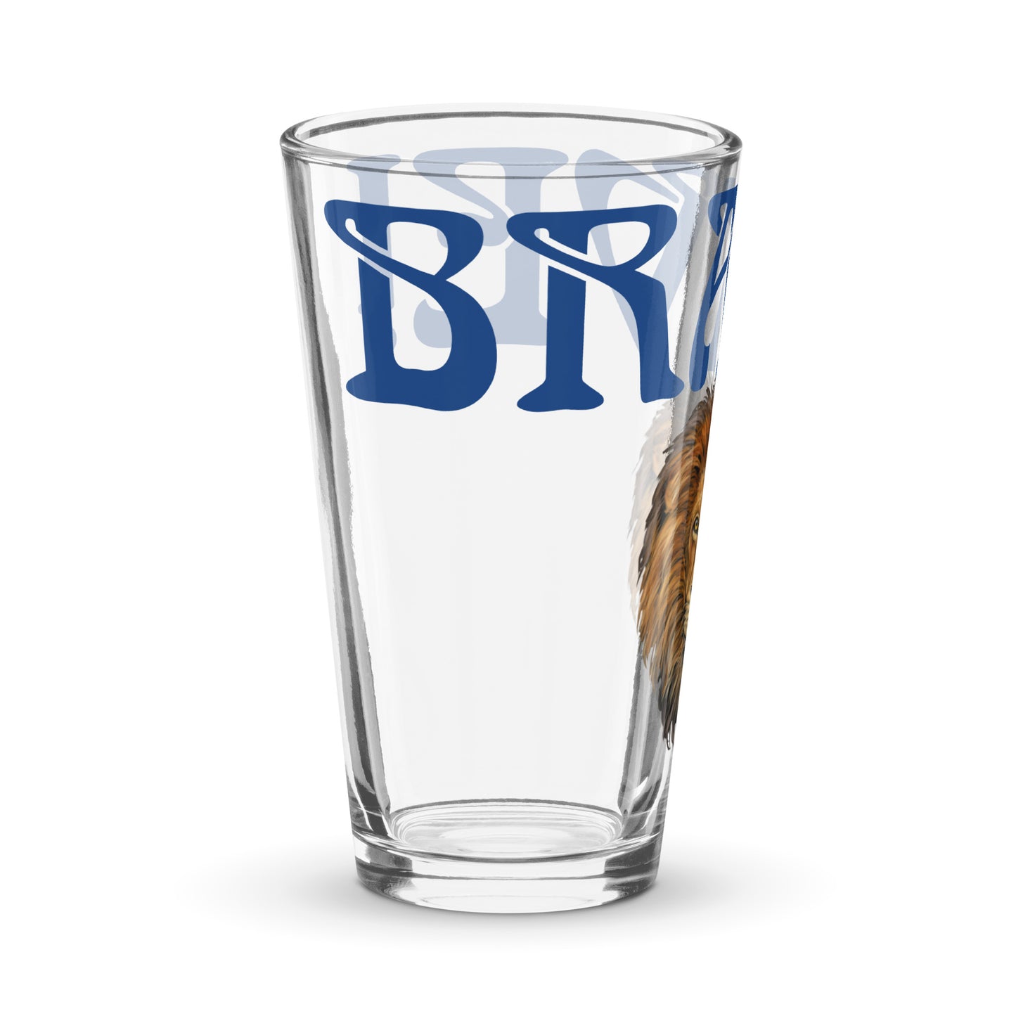 “BRAVE!”Shaker Pint Glass W/Blue Font