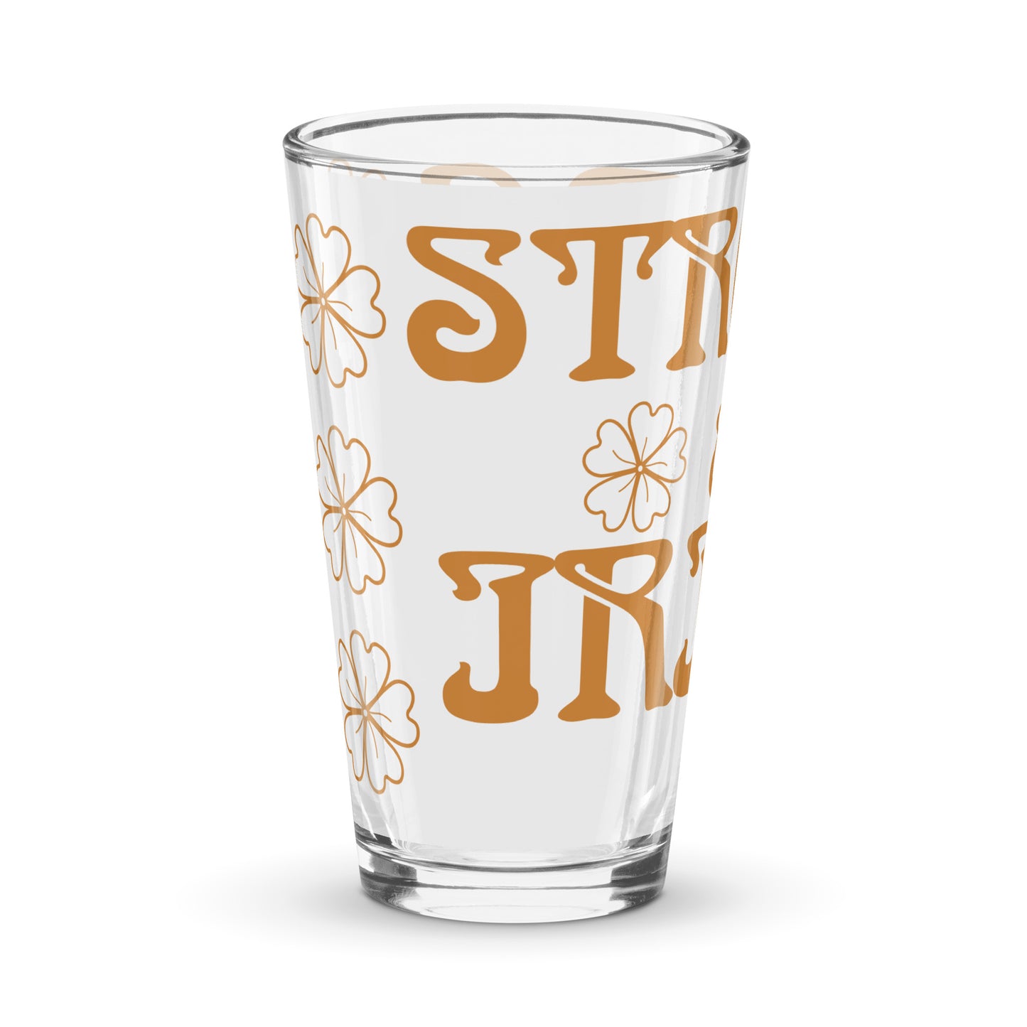 “STRONG & IRISH!”White Shaker Pint Glass W/Bronze Font
