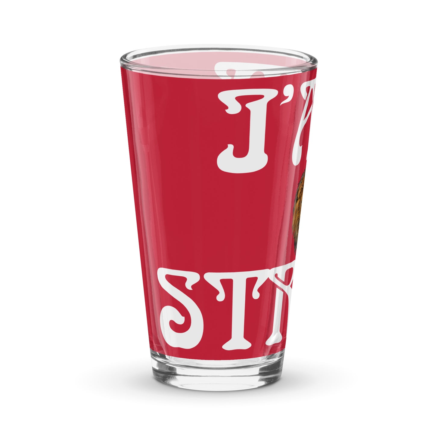 “I’AM STRONG”Red Shaker Pint Glass W/White Font