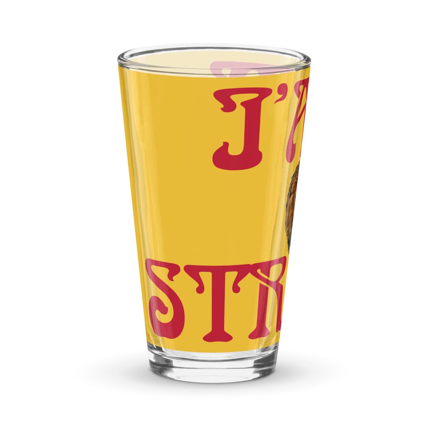 “I’AM STRONG”Yellow Shaker Pint Glass W/Red Font