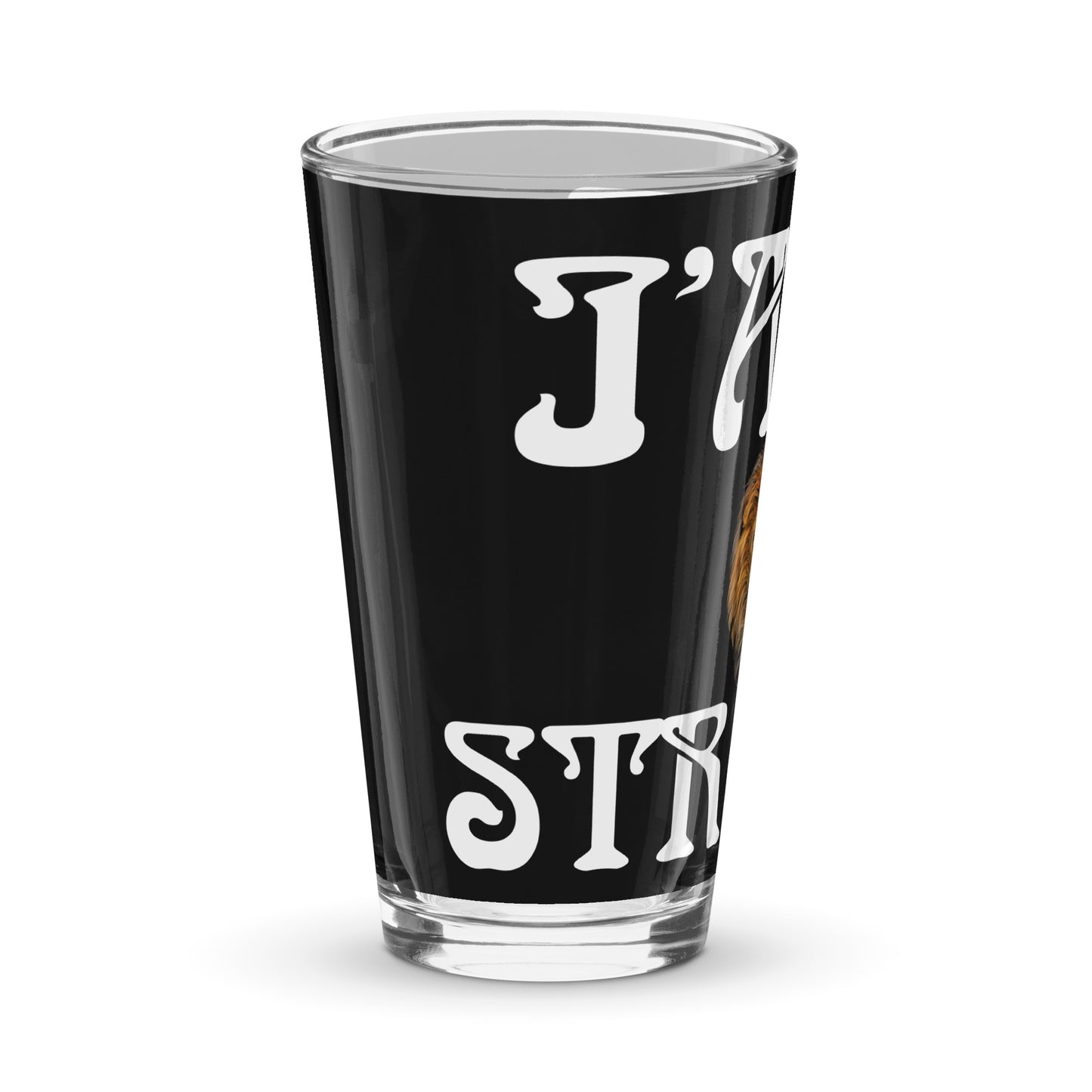 “I’AM STRONG”Black Shaker Pint Glass W/White Font