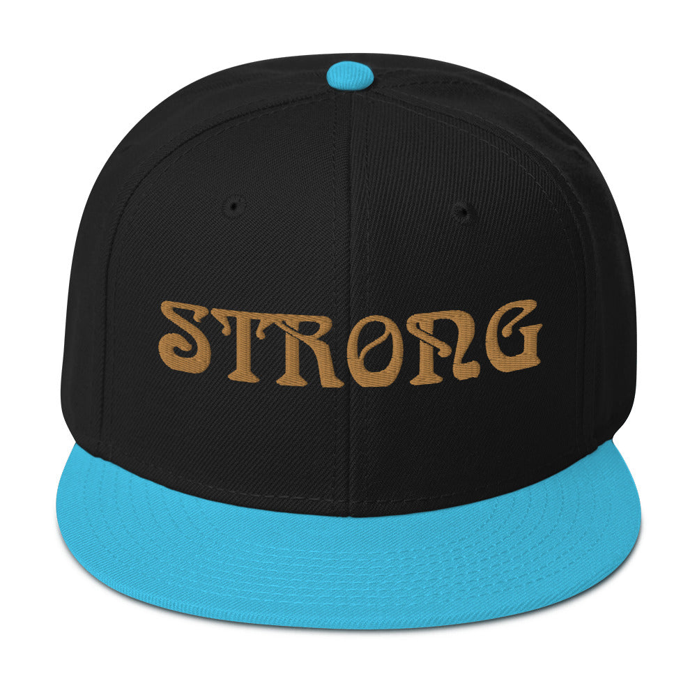 “STRONG”Snapback Hat W/Bronze Font
