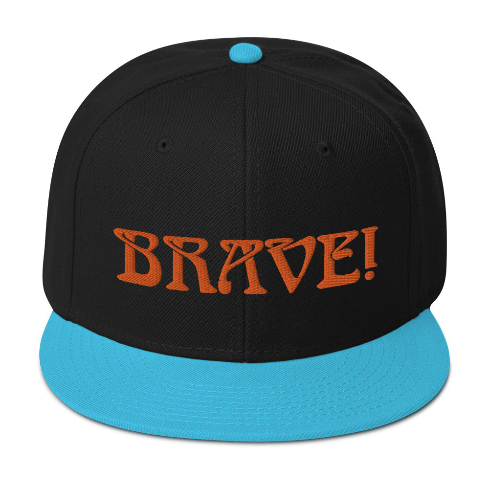 “BRAVE!”Snapback Hat W/Orange Font