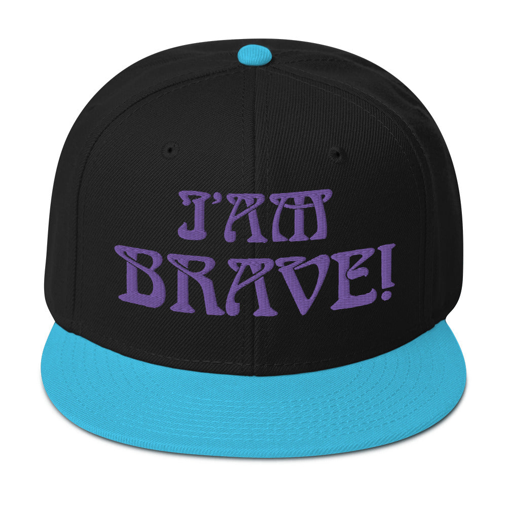 “I’AM BRAVE!”Snapback Hat W/Purple Font