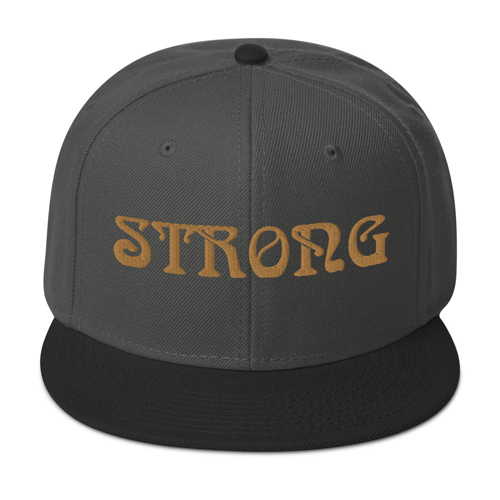 “STRONG”Snapback Hat W/Bronze Font
