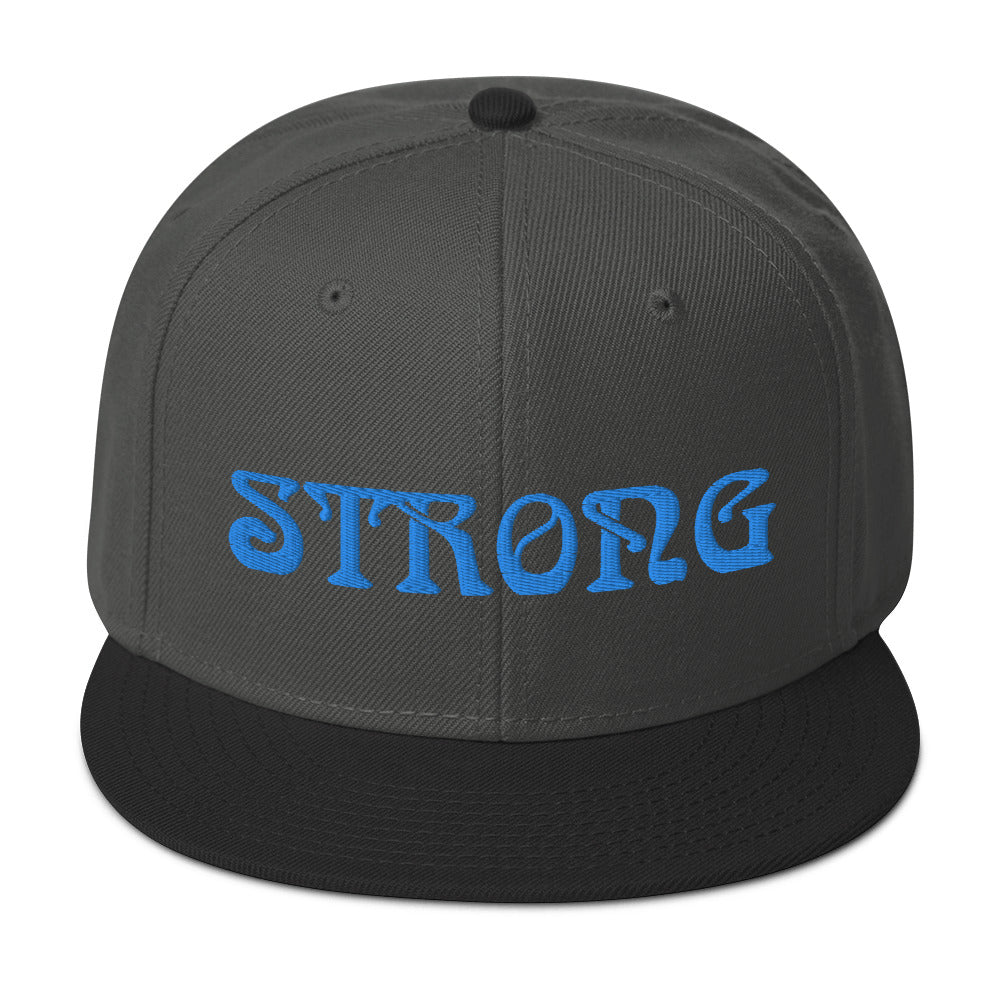 “STRONG”Snapback Hat W/Aqua Font