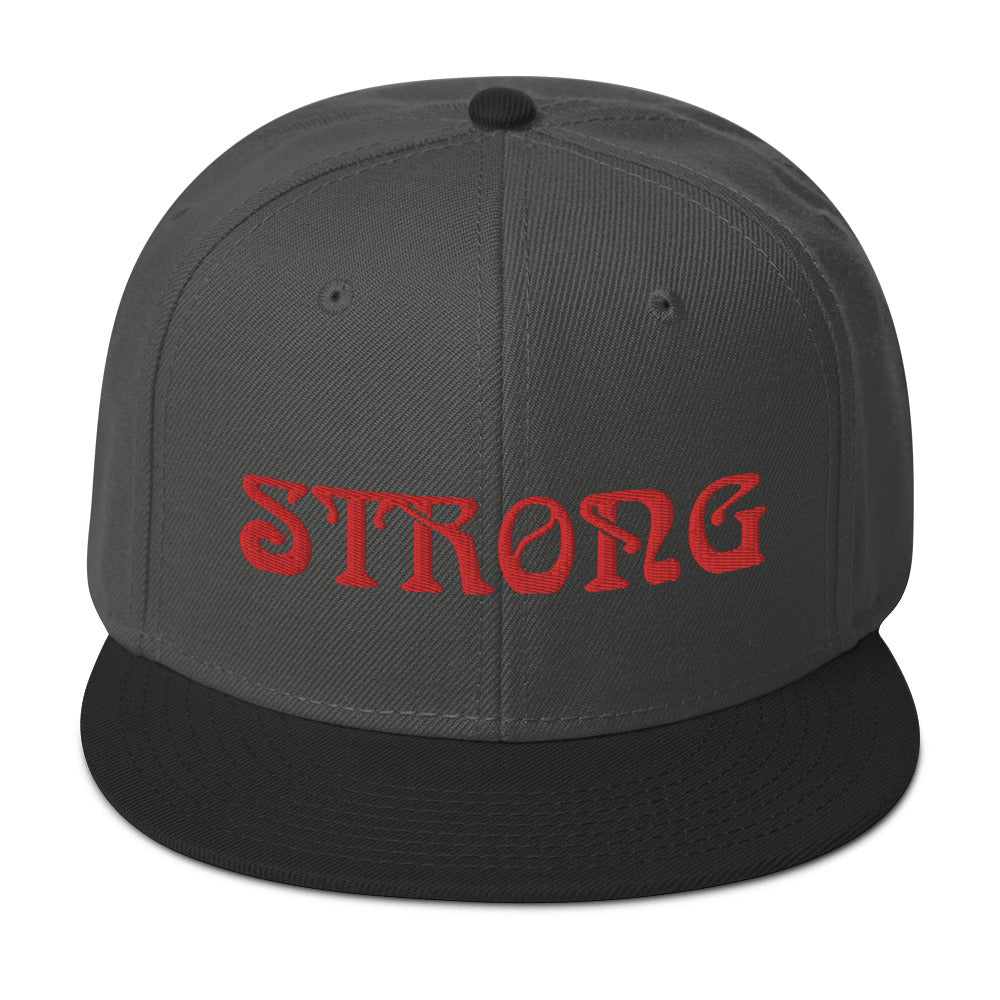 “STRONG”Snapback Hat W/Red Font
