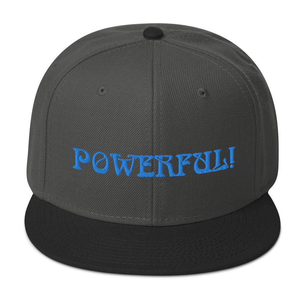 “POWERFUL!”Snapback Hat W/Aqua Font