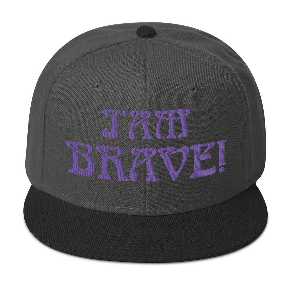 “I’AM BRAVE!”Snapback Hat W/Purple Font