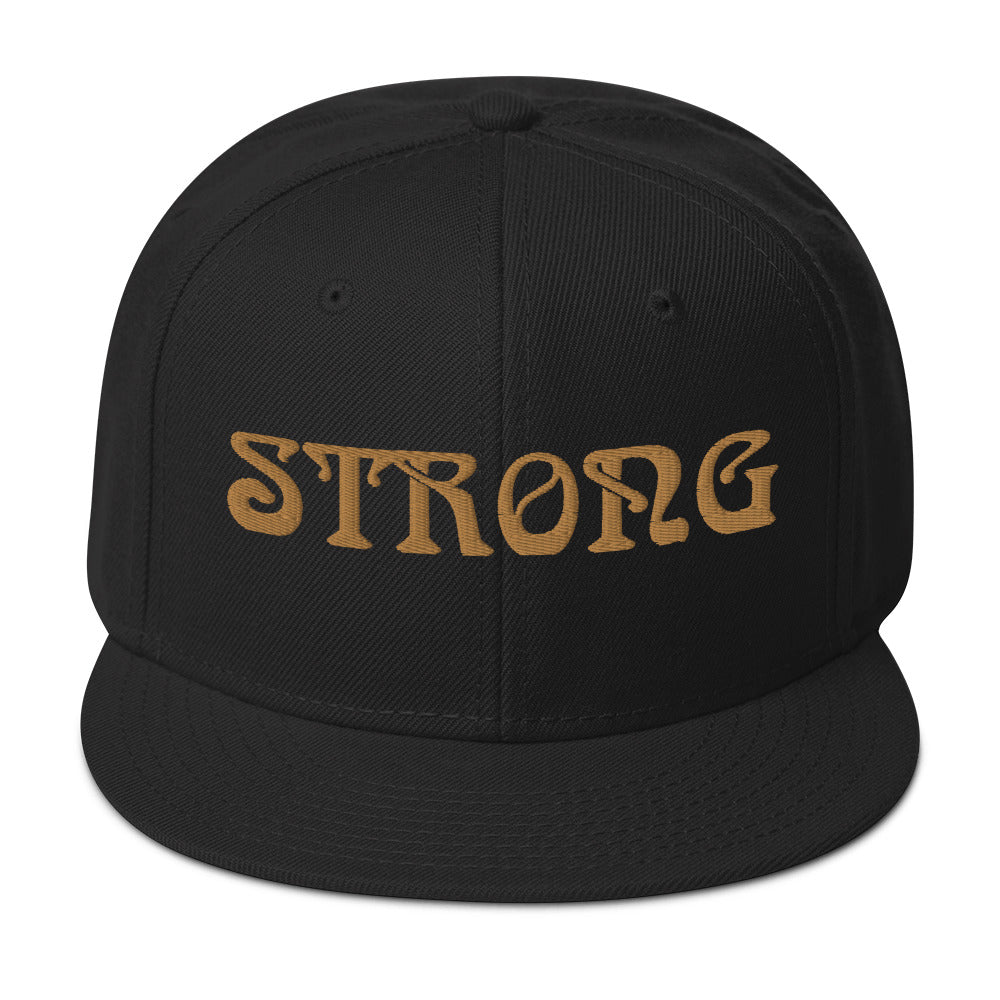 “STRONG”Snapback Hat W/Bronze Font