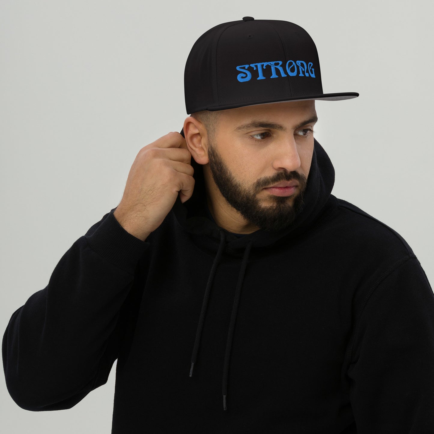 “STRONG”Snapback Hat W/Aqua Font