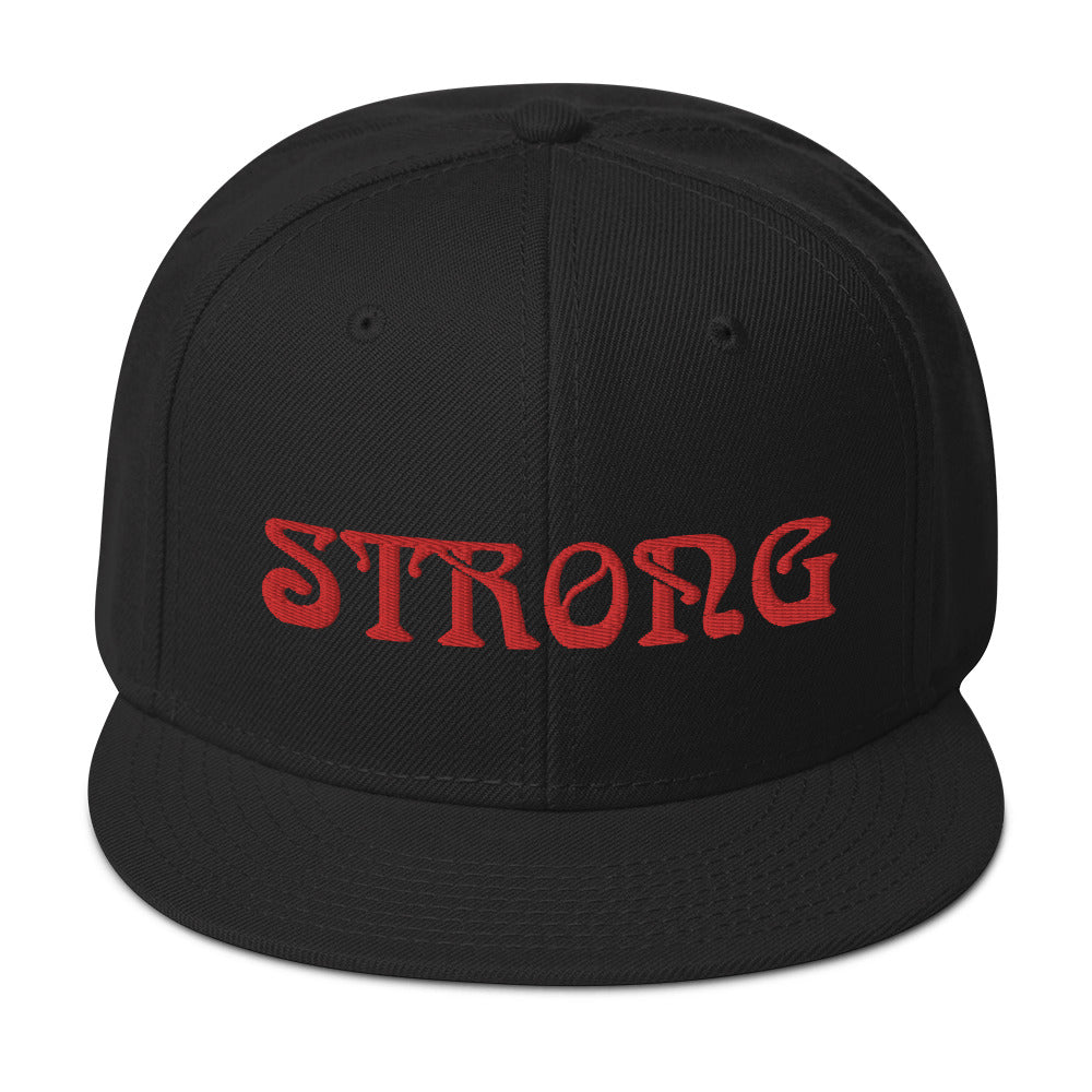 “STRONG”Snapback Hat W/Red Font