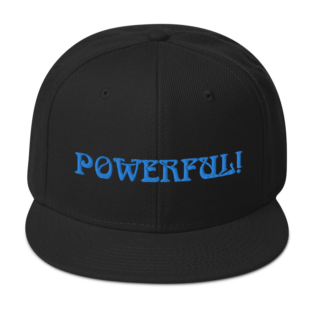 “POWERFUL!”Snapback Hat W/Aqua Font