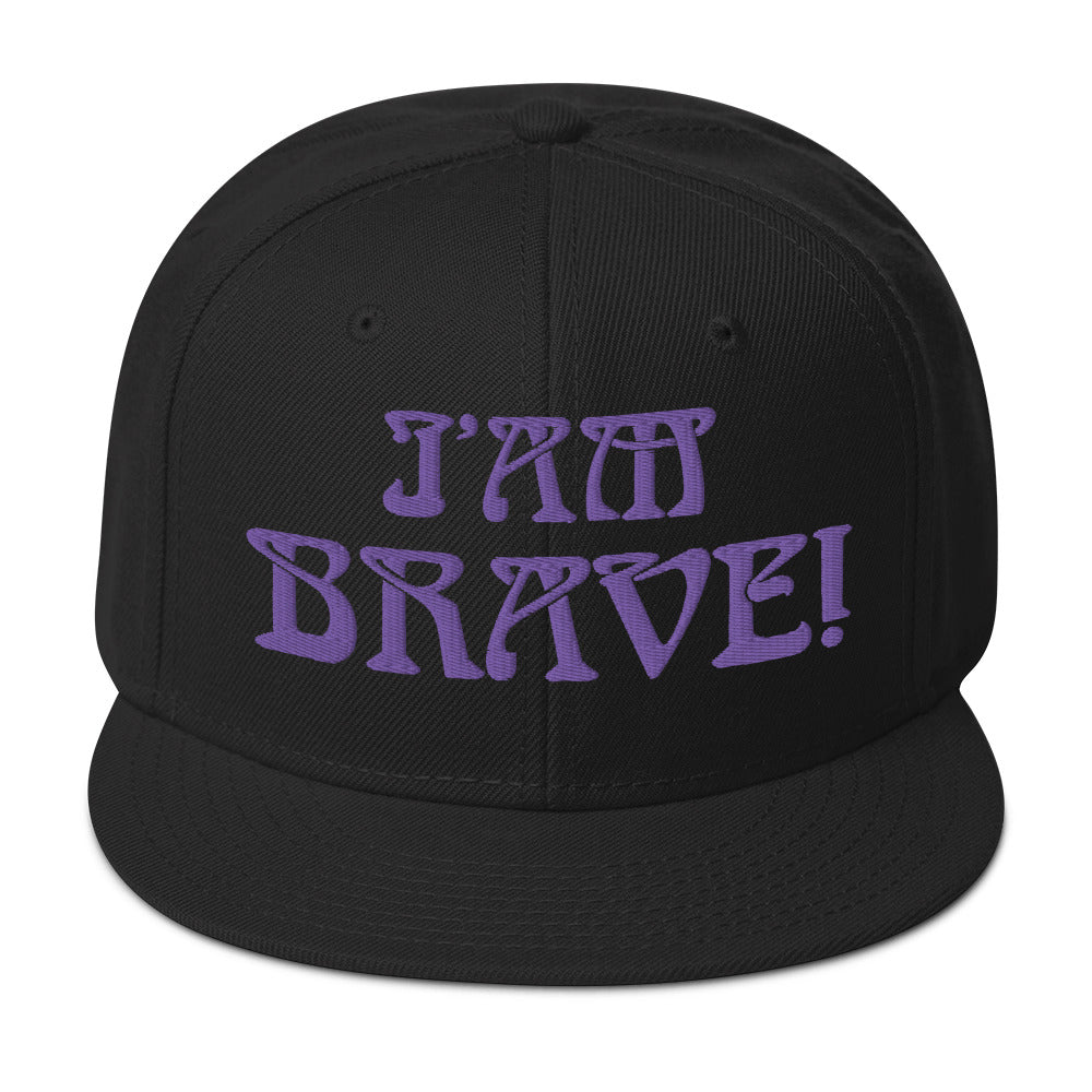 “I’AM BRAVE!”Snapback Hat W/Purple Font