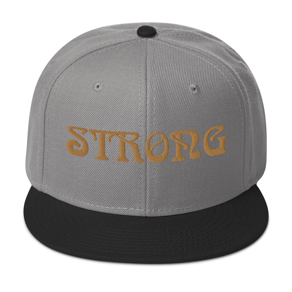 “STRONG”Snapback Hat W/Bronze Font