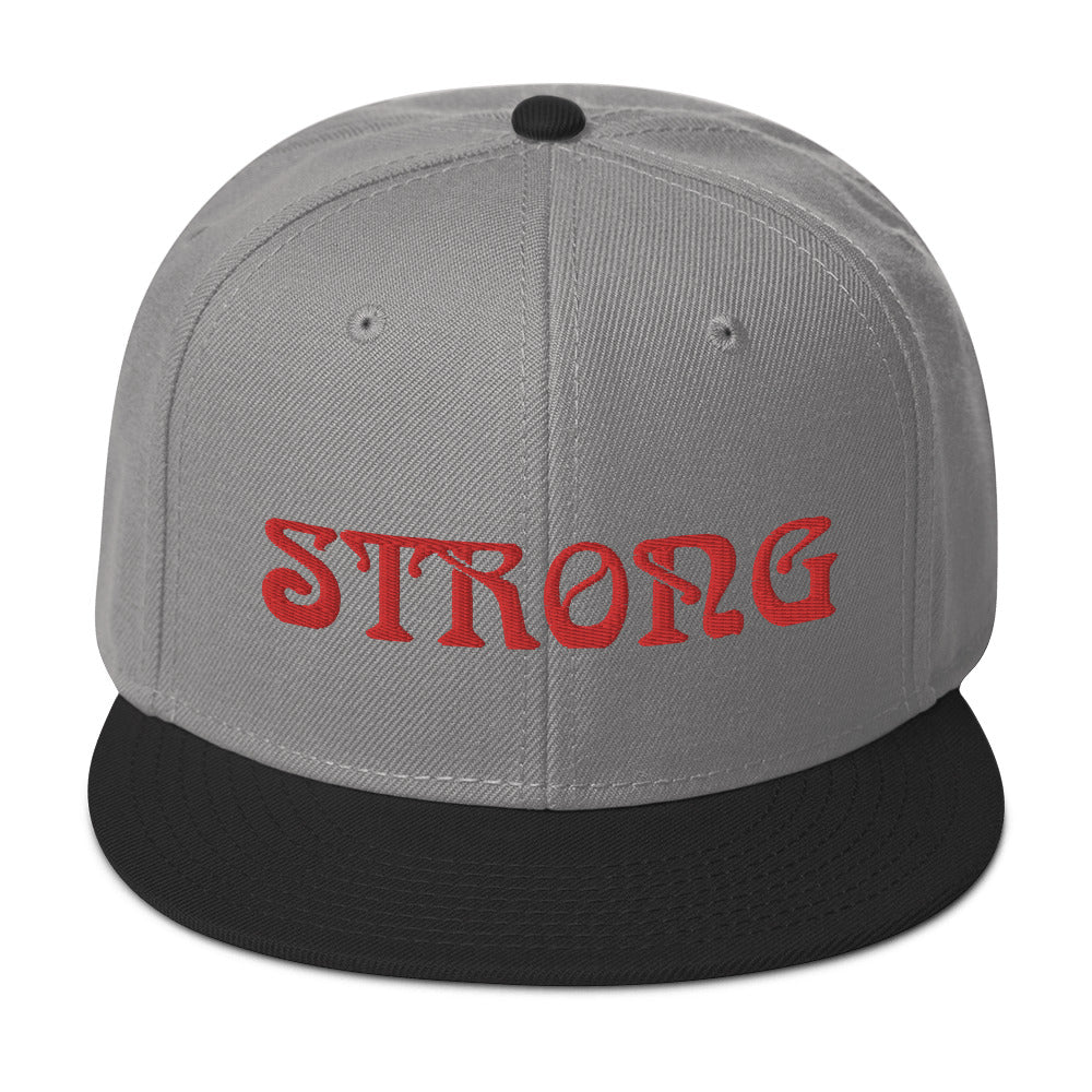 “STRONG”Snapback Hat W/Red Font