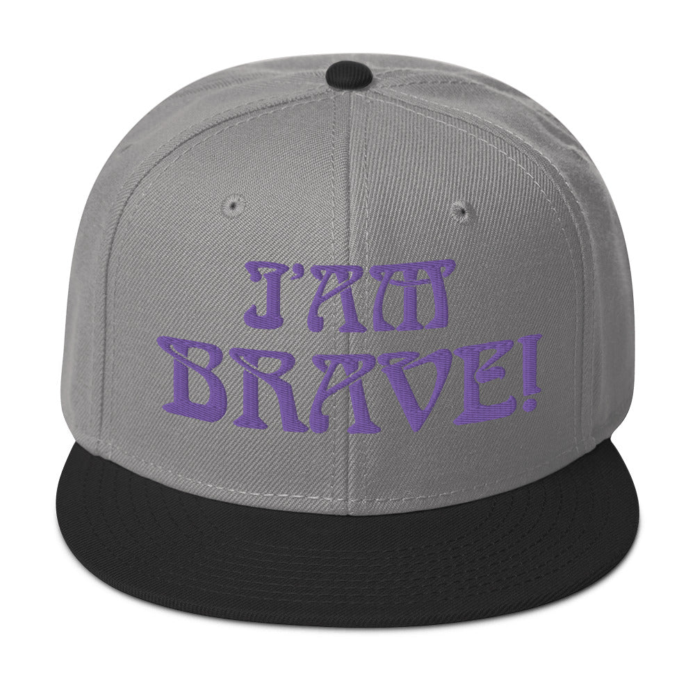 “I’AM BRAVE!”Snapback Hat W/Purple Font
