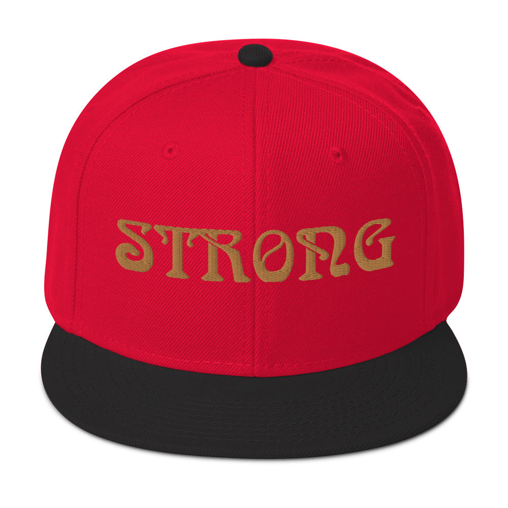 “STRONG”Snapback Hat W/Bronze Font