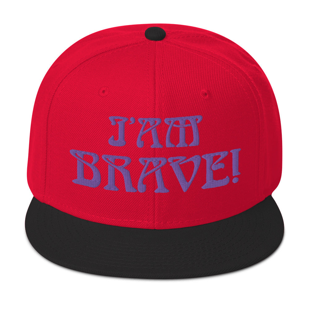 “I’AM BRAVE!”Snapback Hat W/Purple Font