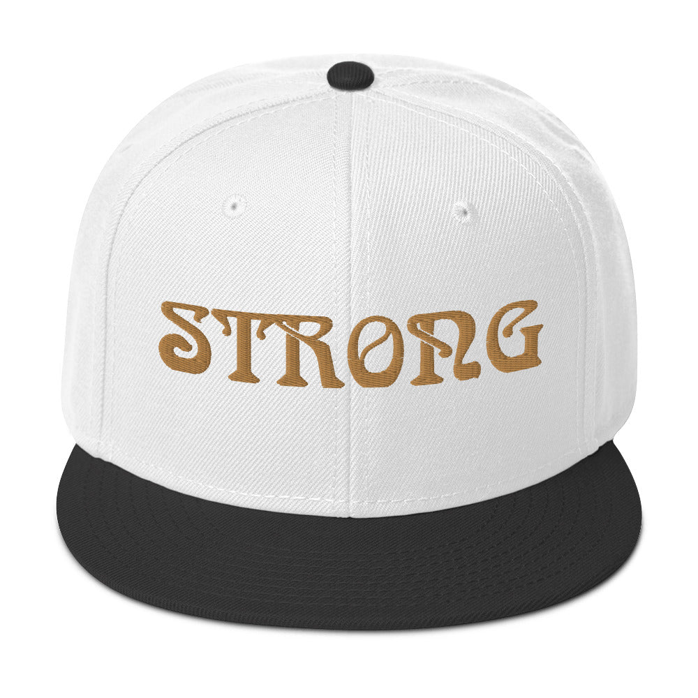 “STRONG”Snapback Hat W/Bronze Font