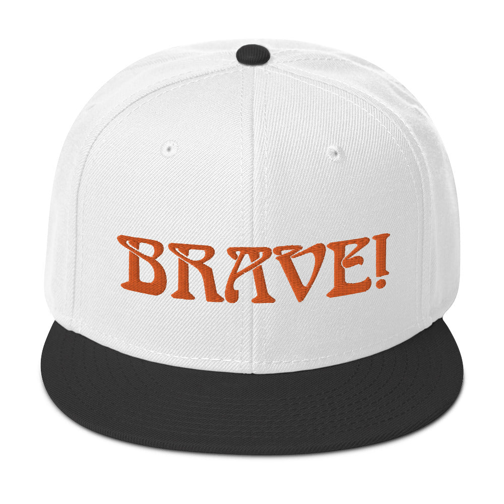 “BRAVE!”Snapback Hat W/Orange Font