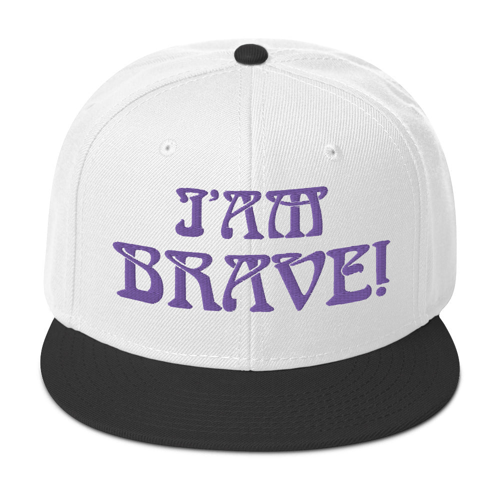 “I’AM BRAVE!”Snapback Hat W/Purple Font