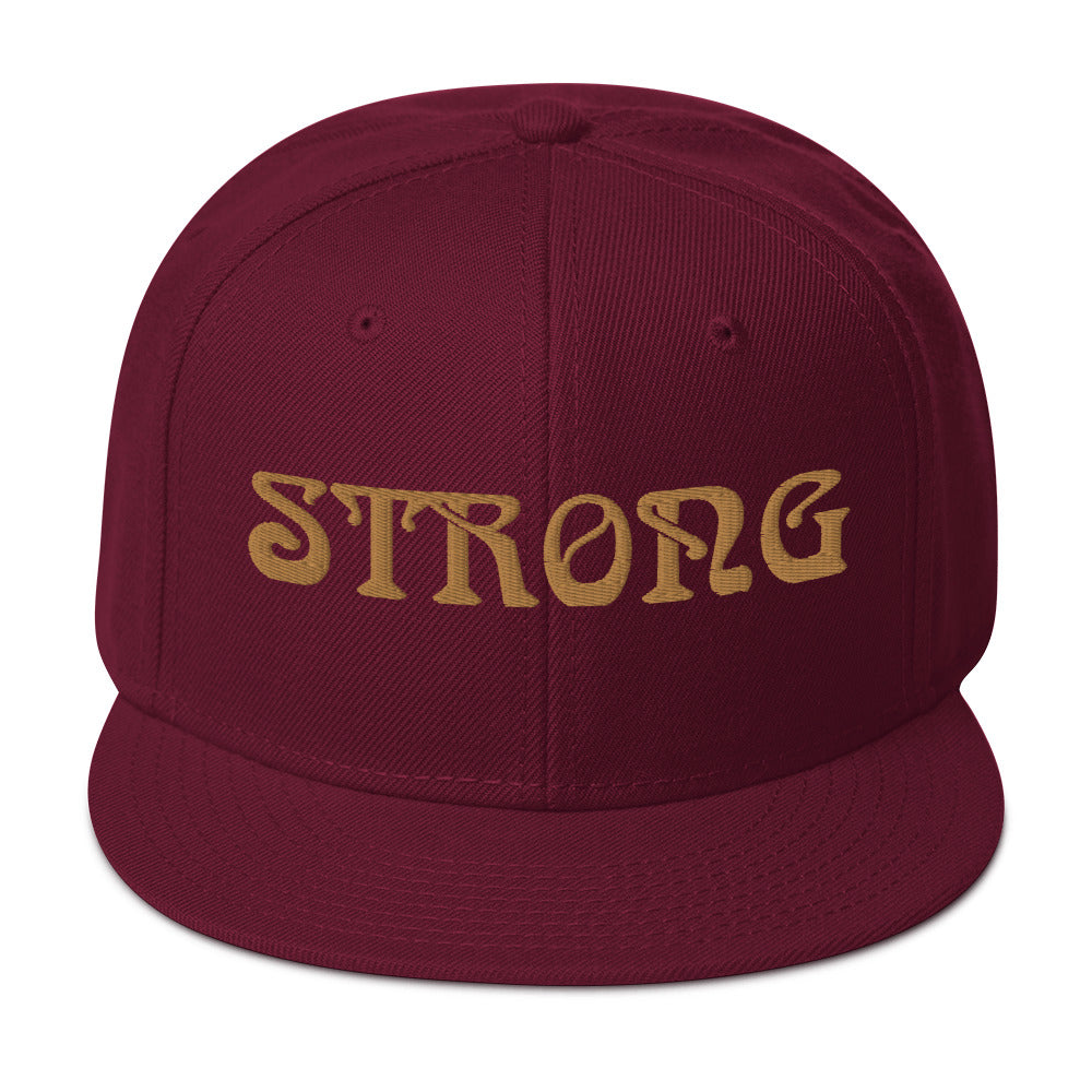 “STRONG”Snapback Hat W/Bronze Font