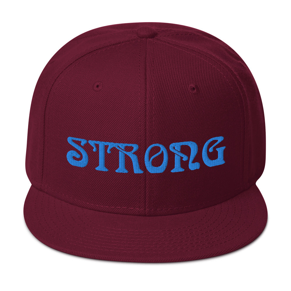 “STRONG”Snapback Hat W/Aqua Font