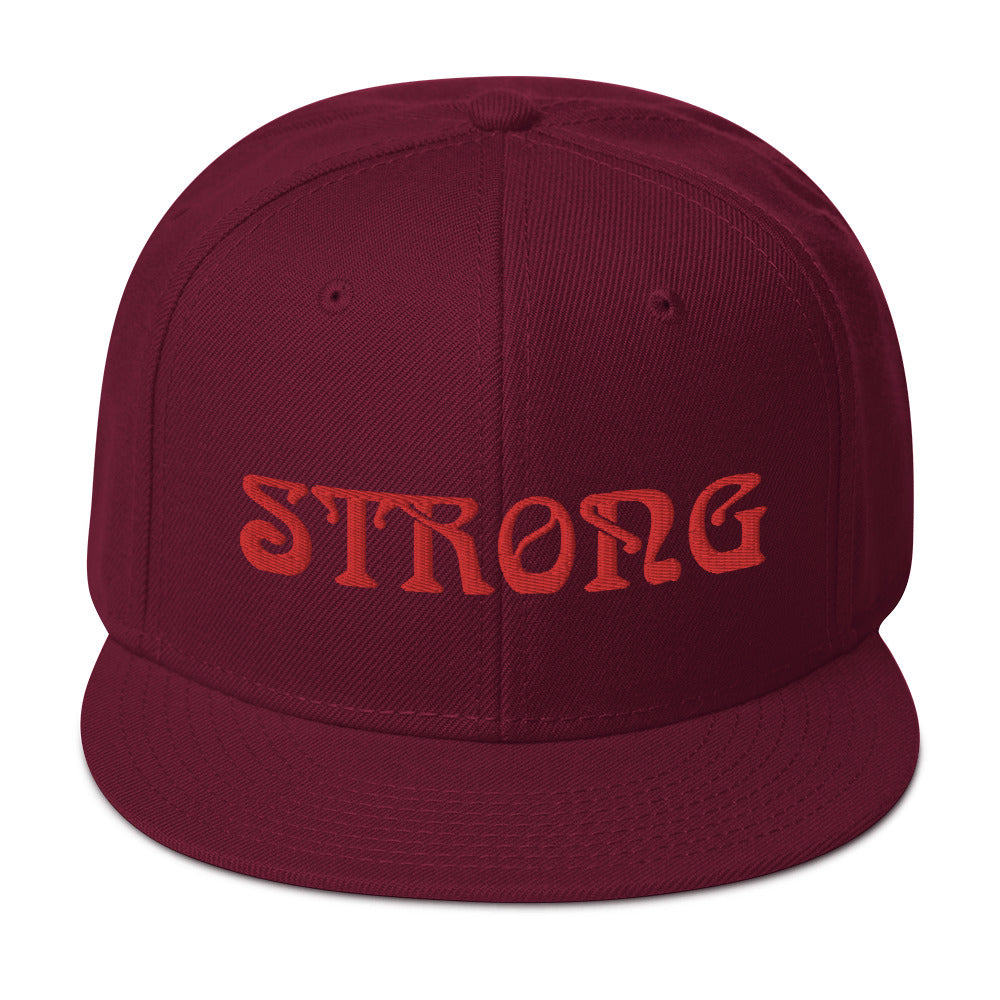 “STRONG”Snapback Hat W/Red Font