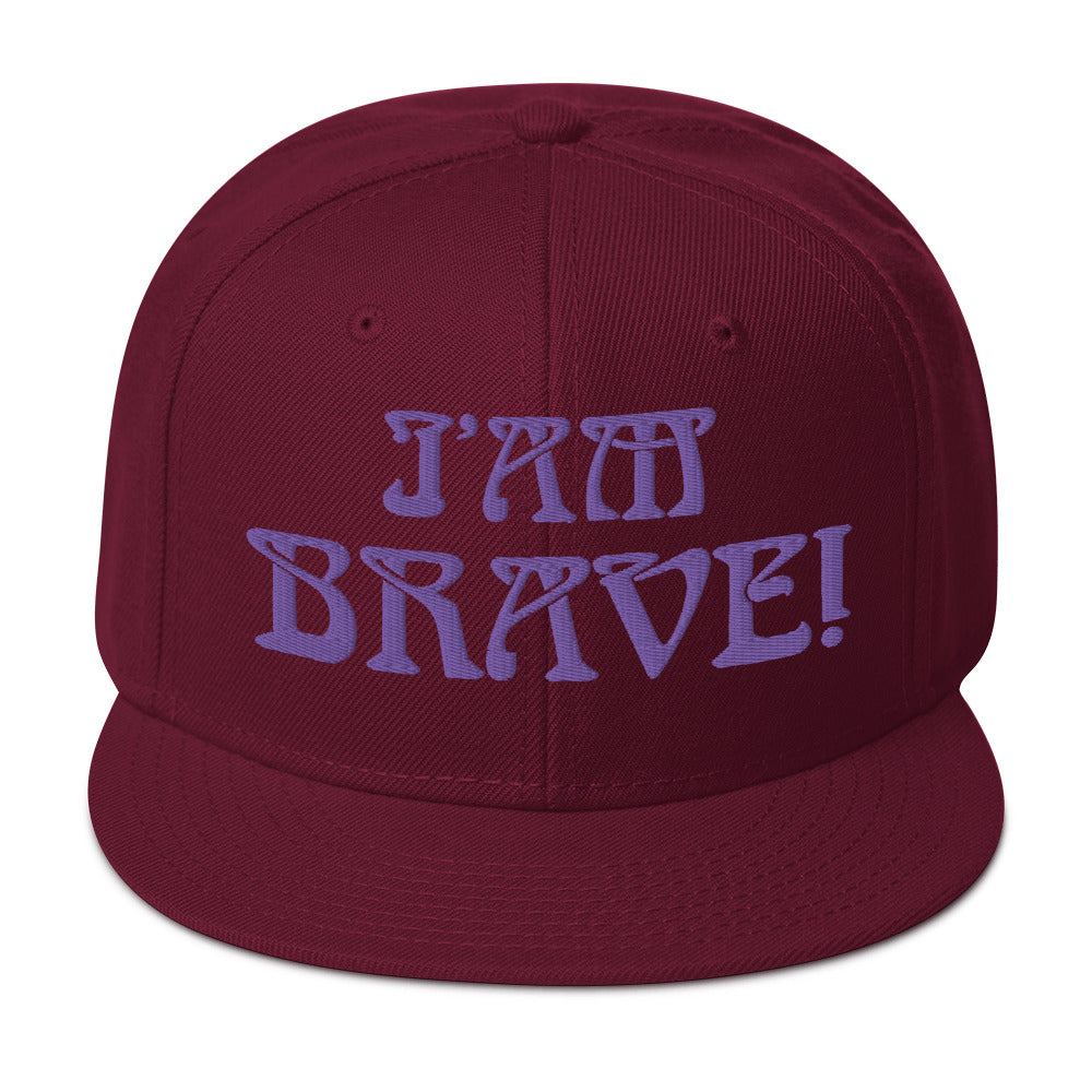 “I’AM BRAVE!”Snapback Hat W/Purple Font