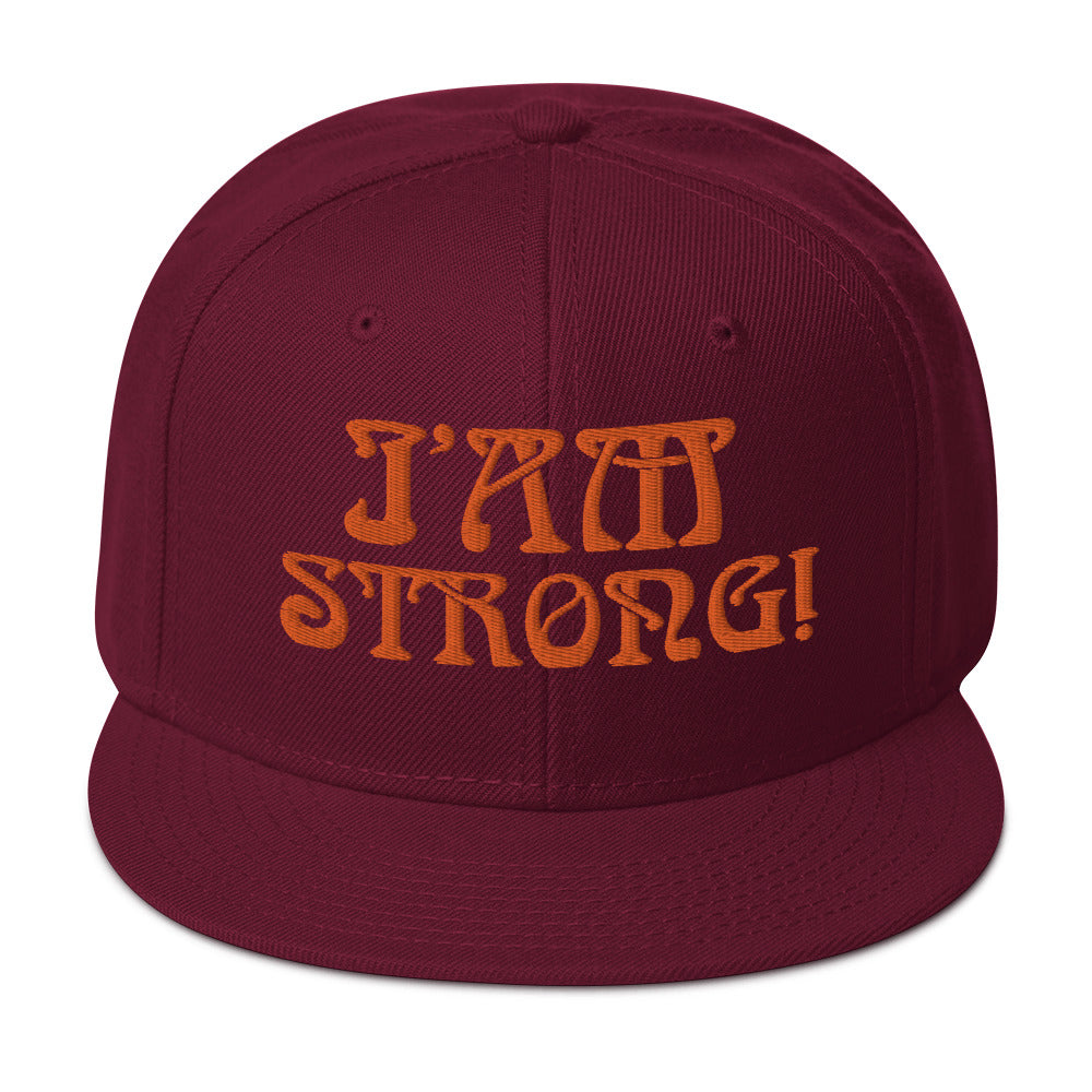 “I’AM STRONG!”Snapback Hat W/Orange Font