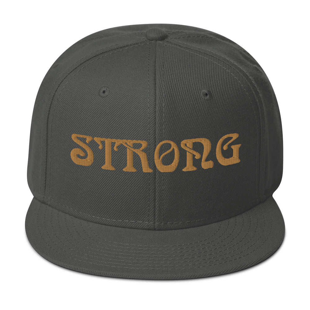 “STRONG”Snapback Hat W/Bronze Font