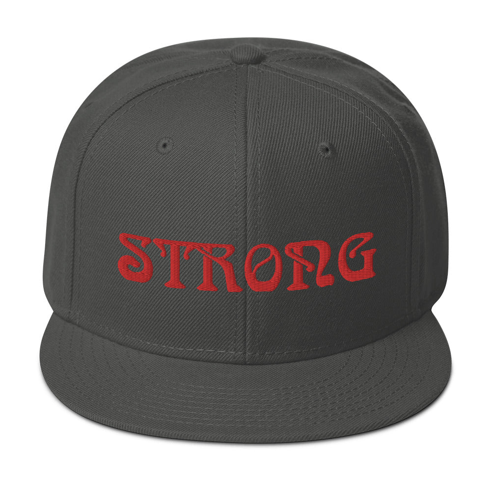 “STRONG”Snapback Hat W/Red Font