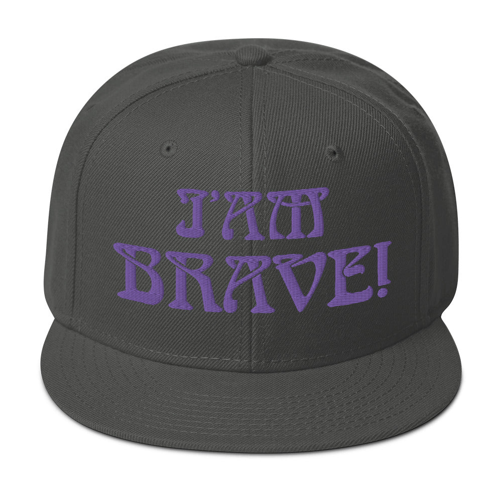“I’AM BRAVE!”Snapback Hat W/Purple Font