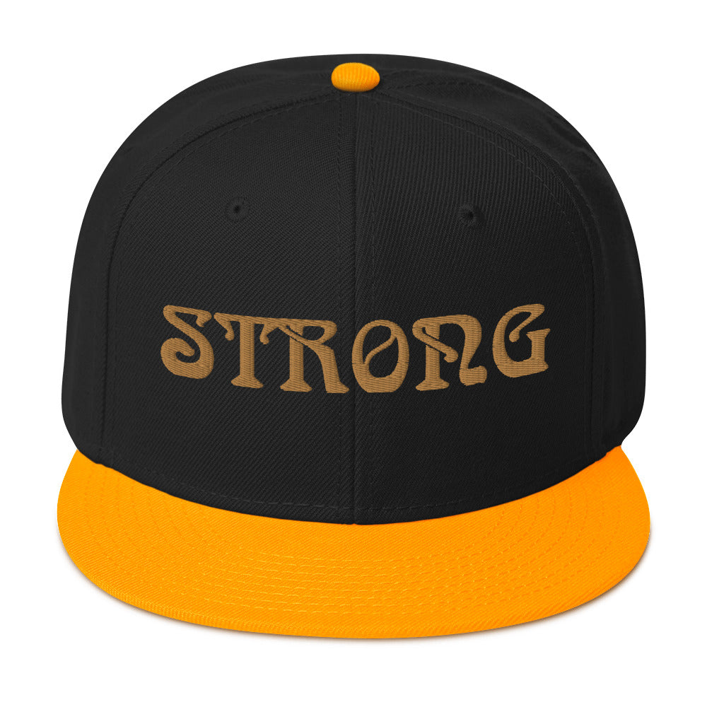“STRONG”Snapback Hat W/Bronze Font
