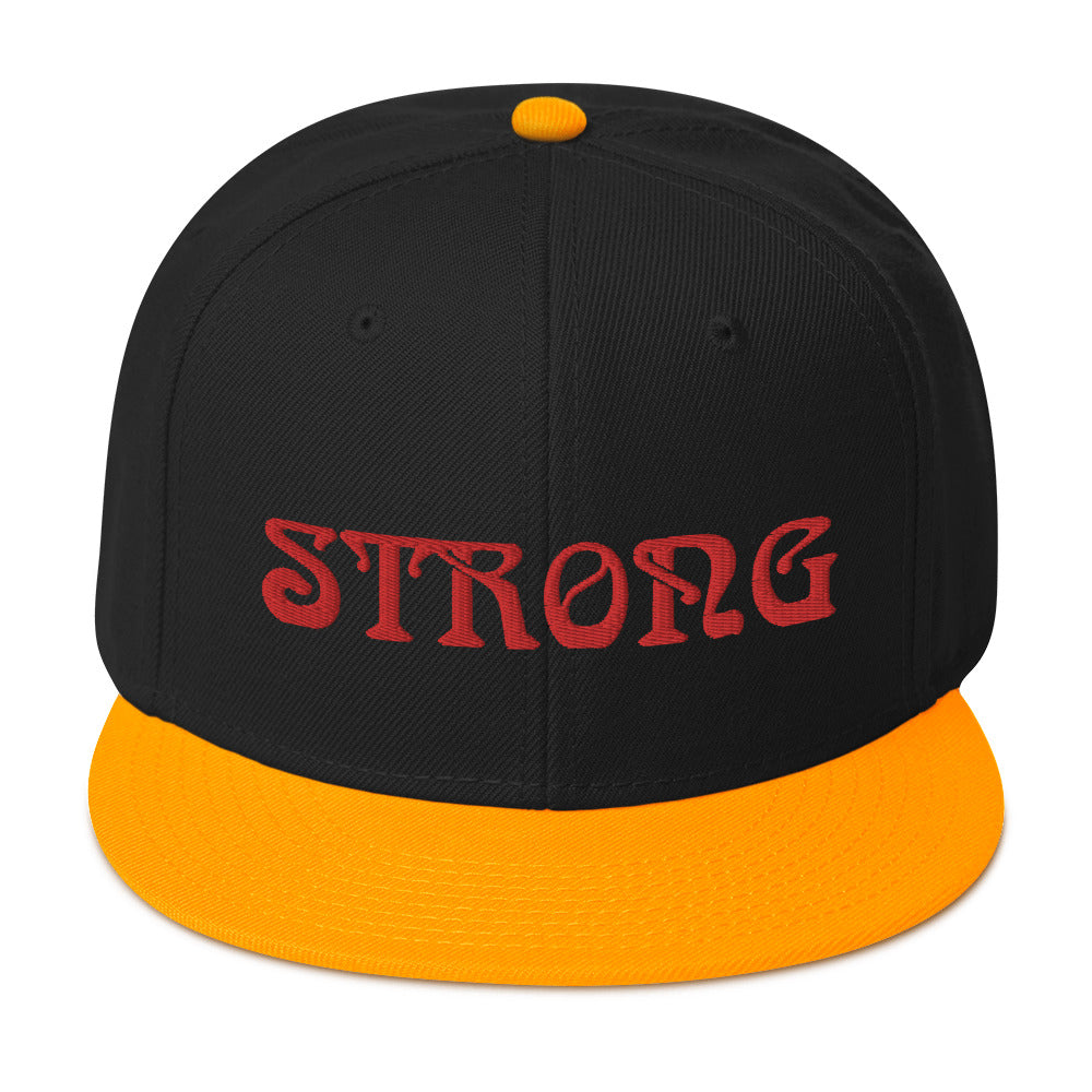 “STRONG”Snapback Hat W/Red Font