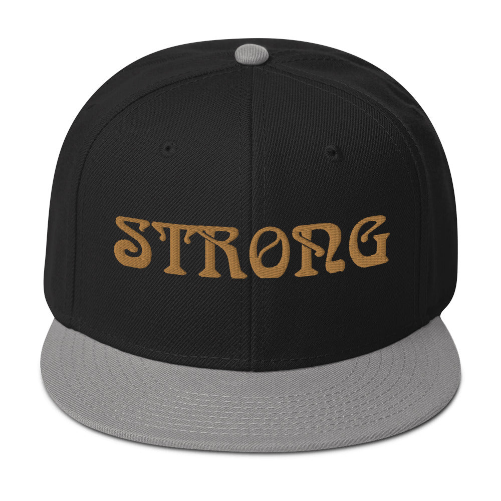 “STRONG”Snapback Hat W/Bronze Font