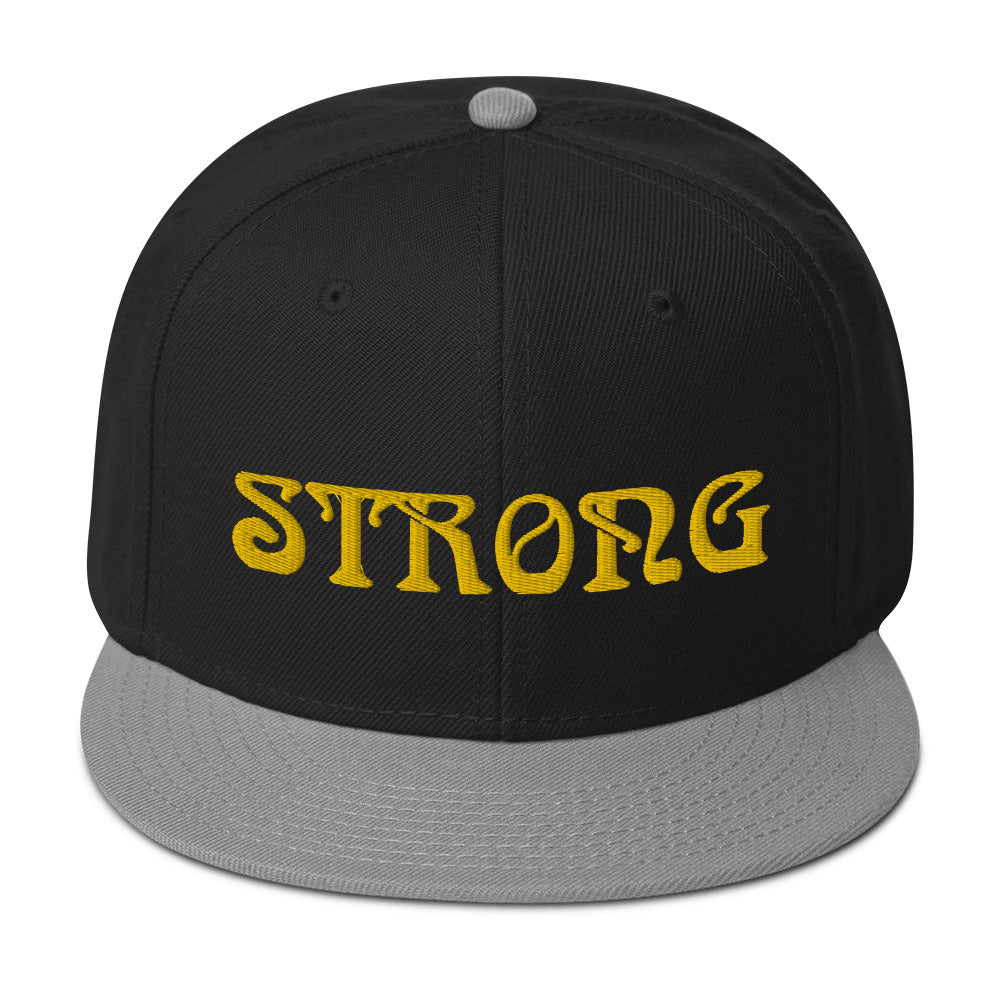 “STRONG”Snapback Hat W/Yellow Font
