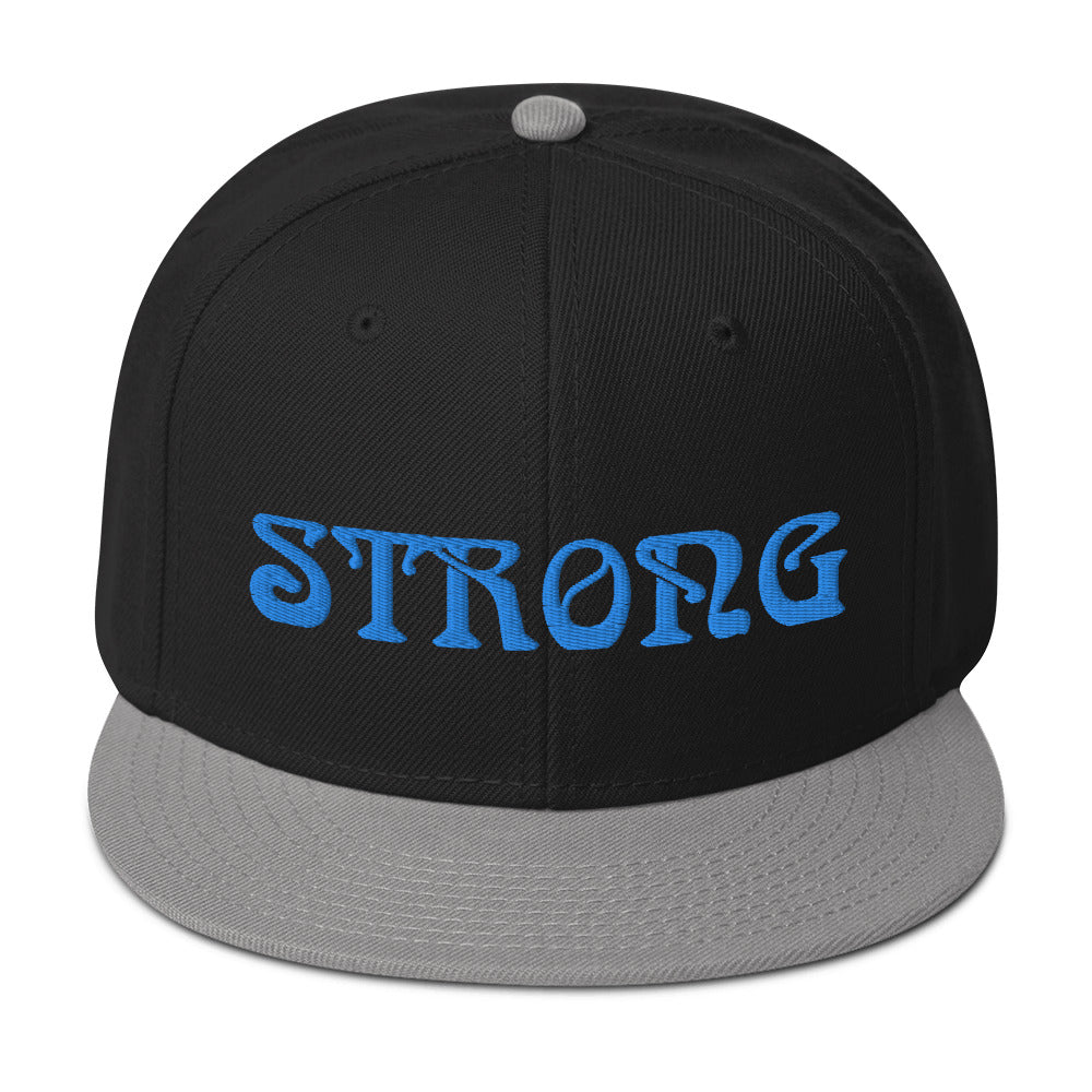 “STRONG”Snapback Hat W/Aqua Font
