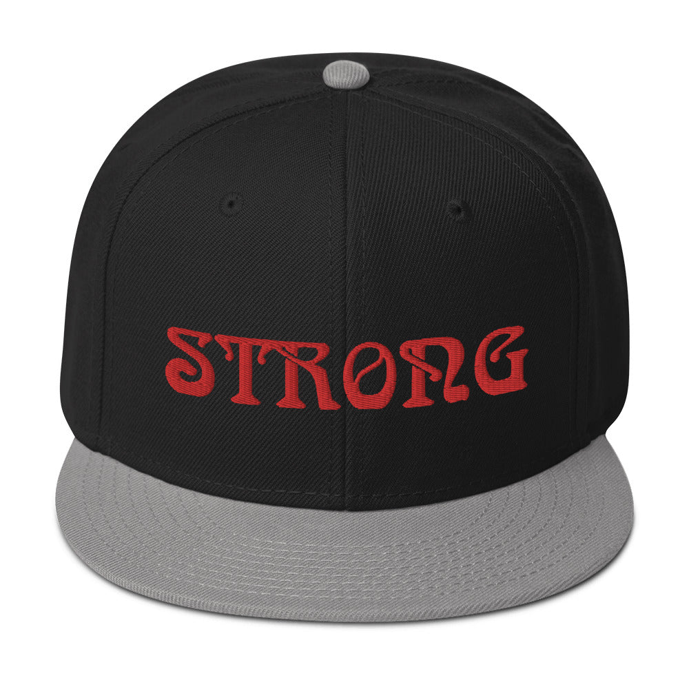 “STRONG”Snapback Hat W/Red Font