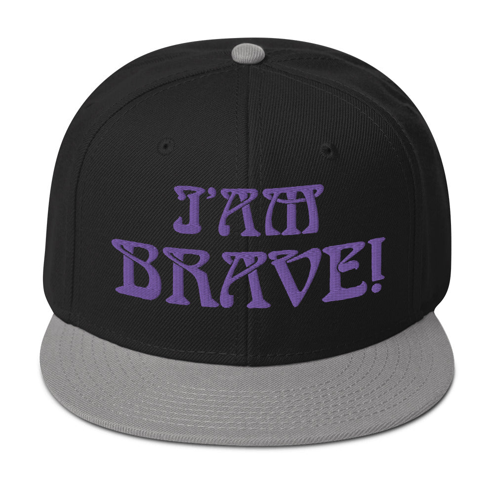 “I’AM BRAVE!”Snapback Hat W/Purple Font