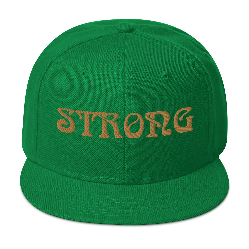 “STRONG”Snapback Hat W/Bronze Font
