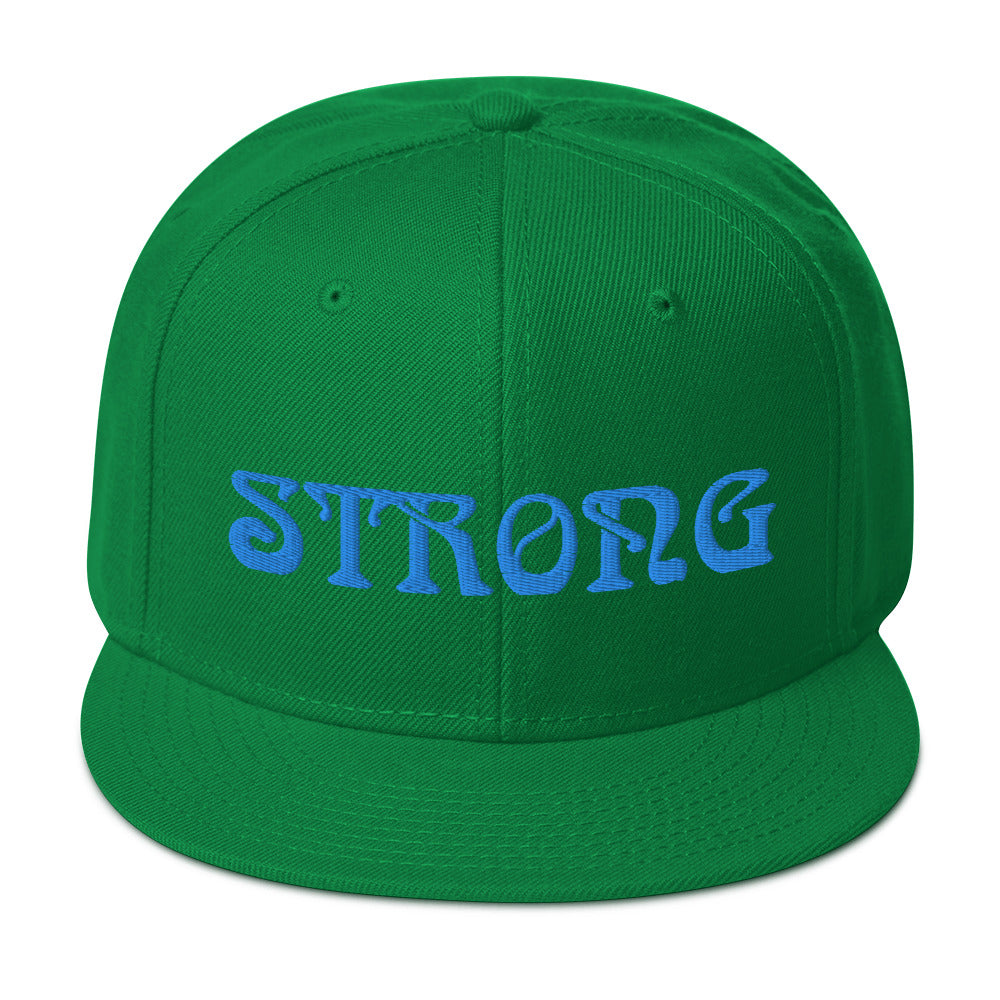 “STRONG”Snapback Hat W/Aqua Font