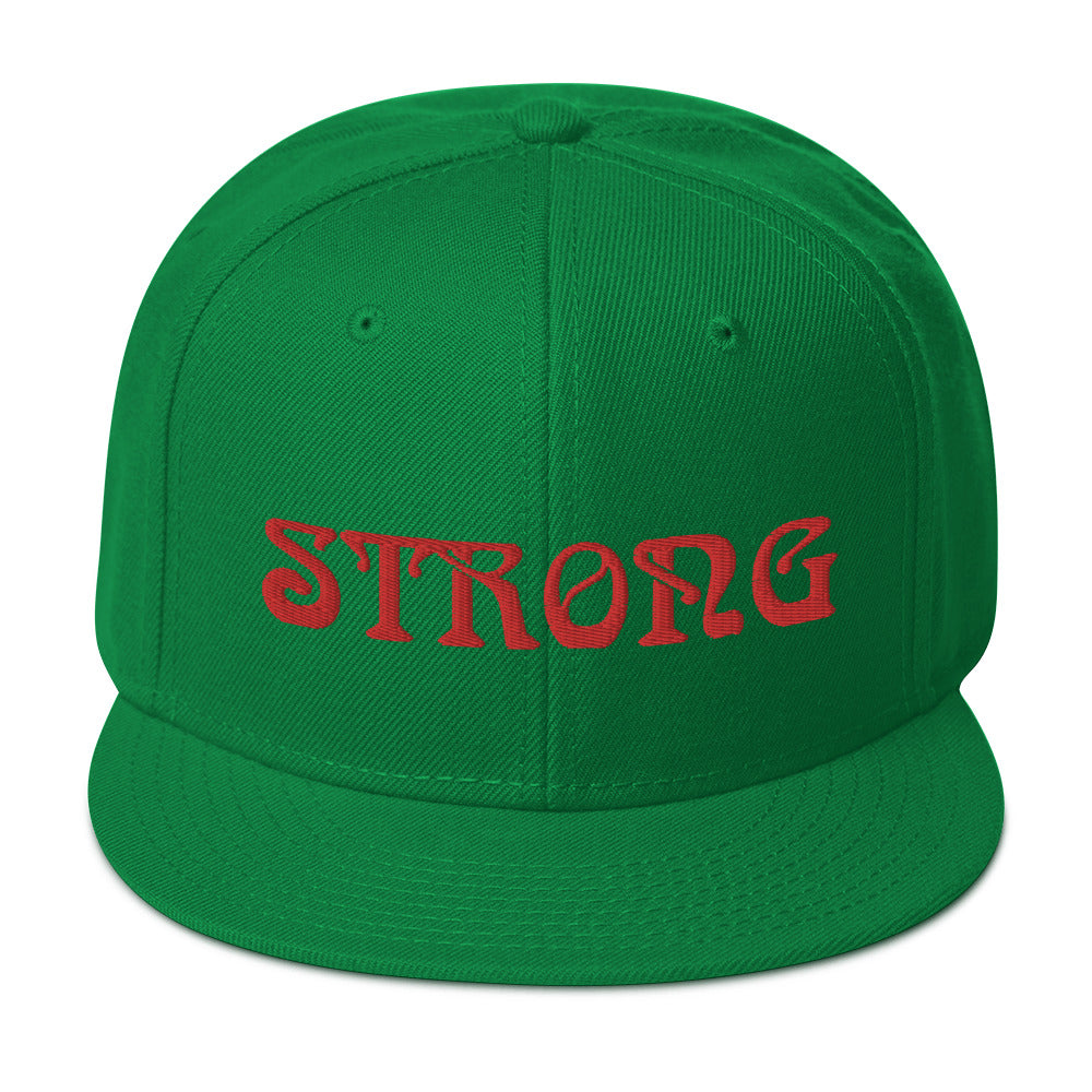 “STRONG”Snapback Hat W/Red Font