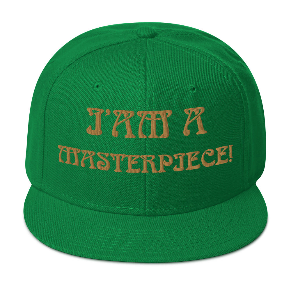 “I’AM A MASTERPIECE!"Snapback Hat W/Bronze Font