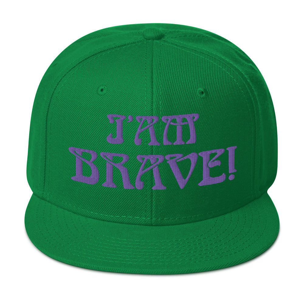 “I’AM BRAVE!”Snapback Hat W/Purple Font