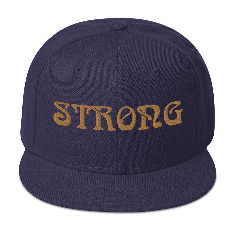 “STRONG”Snapback Hat W/Bronze Font