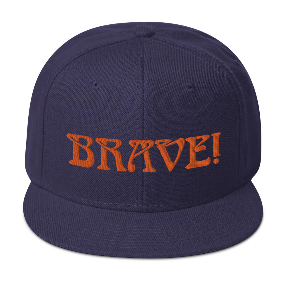 “BRAVE!”Snapback Hat W/Orange Font