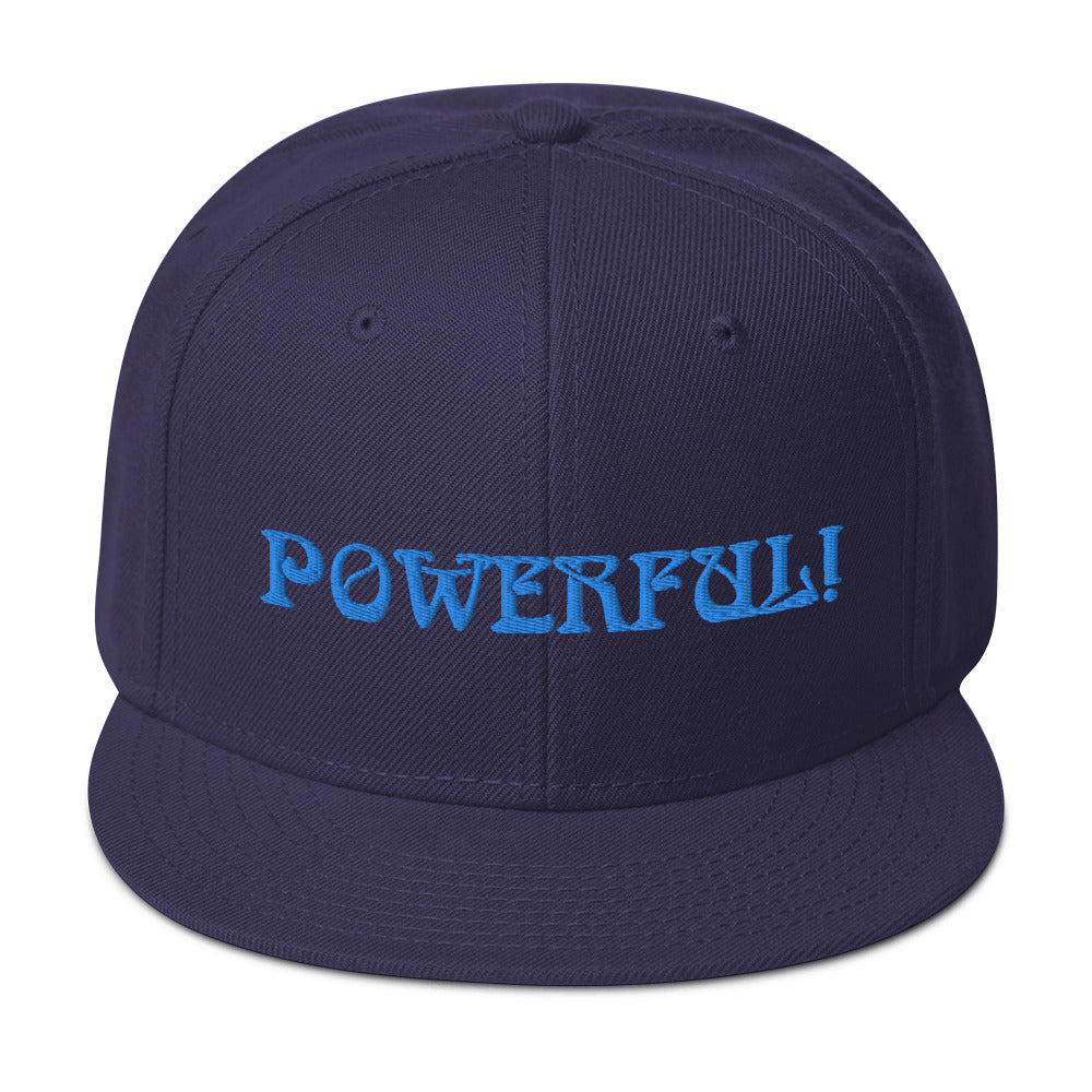 “POWERFUL!”Snapback Hat W/Aqua Font