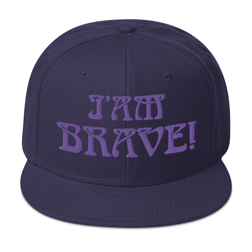 “I’AM BRAVE!”Snapback Hat W/Purple Font